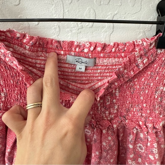 Rails Addison Skirt Diamond Floral Smocked Pull-on Tiered Linen Blend Size M - Picture 3 of 5